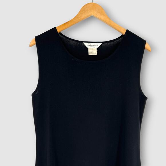 Vintage Misook Black Knit Sleeveless Shell Top Women's Petite Medium - Picture 5 of 5